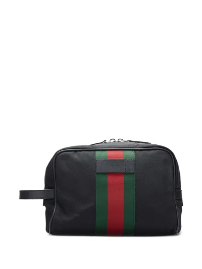 Pre-owned Gucci Techno Web Clutch In Black