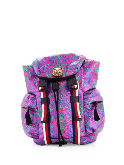Pre-owned Gucci Techpack Brocade Backpack In Silver