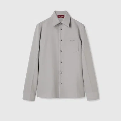 Gucci Tecnical Panama Shirt With Horsebit In Gray