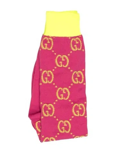 Pre-owned Gucci Tecno Logo Gg Socks W/tags In Pink