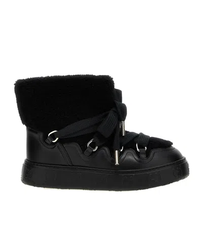 GUCCI GUCCI FAUX-SHEARLING ROUND TOE ANKLE BOOTS
