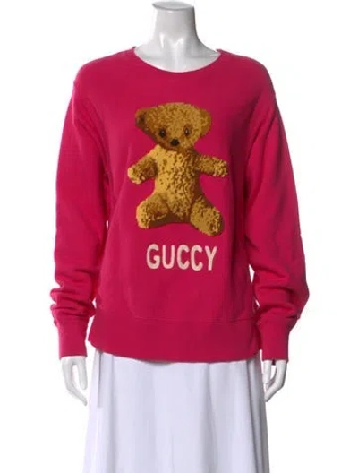 Pre-owned Gucci Teddy Graphic Print Sweatshirt In Pink