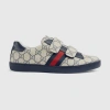 Gucci Blue Ace Sneakers For Kids With All-over Gg Logo In Blau