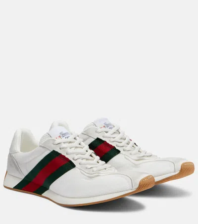 Gucci Tempo Suede-trimmed Sneakers In White