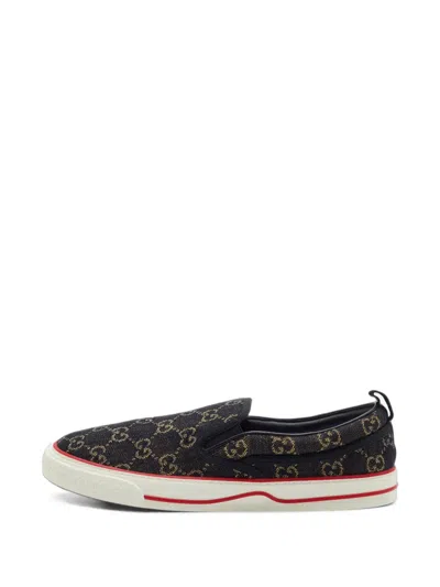 Pre-owned Gucci Tennis 1977 Gg Canvas Sneakers In Black