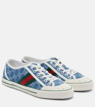 Gucci Stylish Perforated Trim Sneakers For Women In Blue