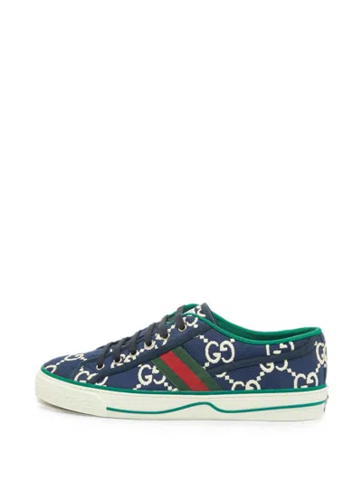 Pre-owned Gucci Tennis 1977 Gg Jacquard Sneakers In Blue