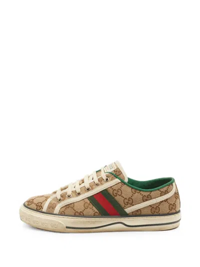 Pre-owned Gucci Tennis 1977 Gg Sneakers In Neutrals