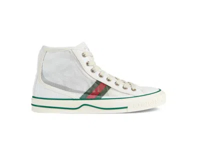 Pre-owned Gucci Tennis 1977 High Top Mesh (women's) Sneakers In White/green/red