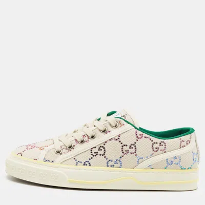 Pre-owned Gucci Tennis 1977 Size 35.5 Multicolor Crystal Gg Canvas Low Top Sneakers