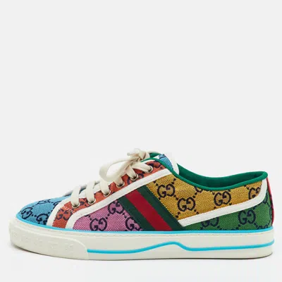 Pre-owned Gucci Tennis 1977 Size 38.5 Multicolor Gg Canvas Low Top Sneakers
