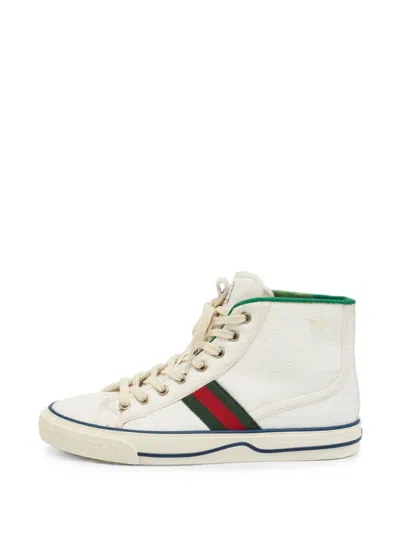 Pre-owned Gucci Tennis 1977 Web Sneakers In White