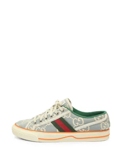 Pre-owned Gucci Tennis 1977 Web Stripe Sneakers In Blue