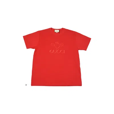 Gucci Tennis Embroidered Cotton T-shirt Red In L