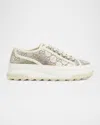 Gucci Tennis Treck Gg Metallic Flatform Sneakers In Neutral