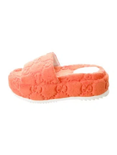Pre-owned Gucci Terry Cloth Slides In Orange