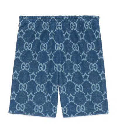 Gucci Kids' Terry Cotton Gg Stars Shorts (3-36 Months) In Blue