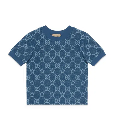 Gucci Kids' Terry Cotton Gg Stars T-shirt (4-12 Years) In Blue