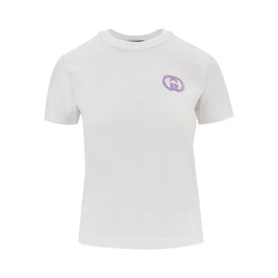 Gucci Terry Interlocking Gg Embroidery T-shirt In White