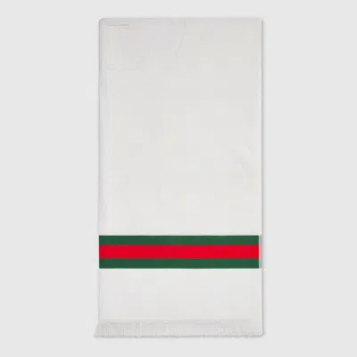 Gucci Terrycloth Beach Blanket With Web In White