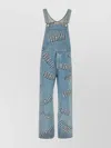 Gucci Text Print Wide Leg Overalls In Blue
