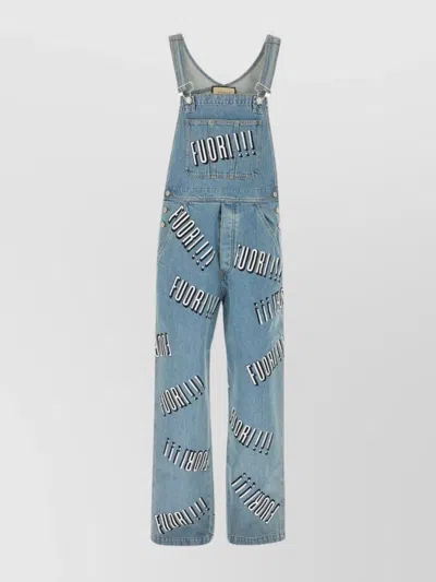 GUCCI TEXT PRINT WIDE LEG OVERALLS
