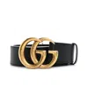 Gucci Textured Calfskin Double G 40mm Belt 85 34 (authentic Pre-loved) In Black