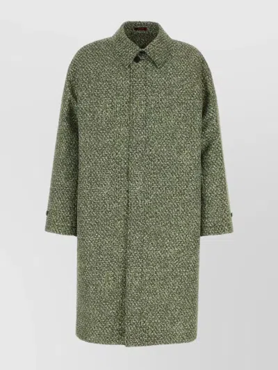 Gucci Textured Fabric Coat Featuring Buttoned Cuffs In Green