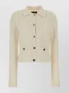 Gucci Textured Knit Cardigan With Collar And Sleeves In Neutral