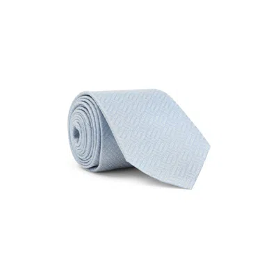 Gucci Textured Silk Tie In Rich Blue Hue In White