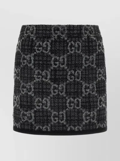 GUCCI TEXTURED TWEED SKIRT WITH FRAYED HEM