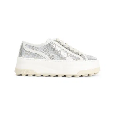 Gucci Textured White Sneakers With Cushioned Sole