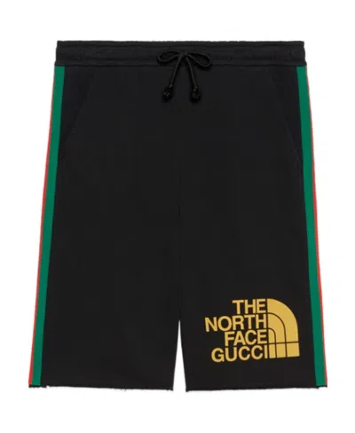 Gucci The North Face X  Joint Series Ribbon Printed Cotton Shorts In Black