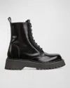 Gucci Thea Lug Sole Boots In Black Leather In Black Vrv