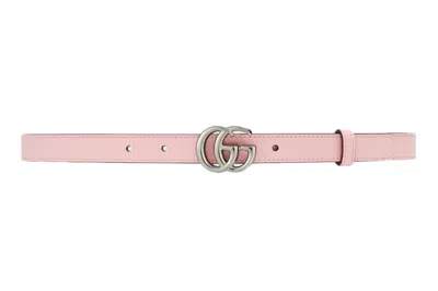 Pre-owned Gucci Thin Belt Double G Buckle .8 Width Pastel Pink