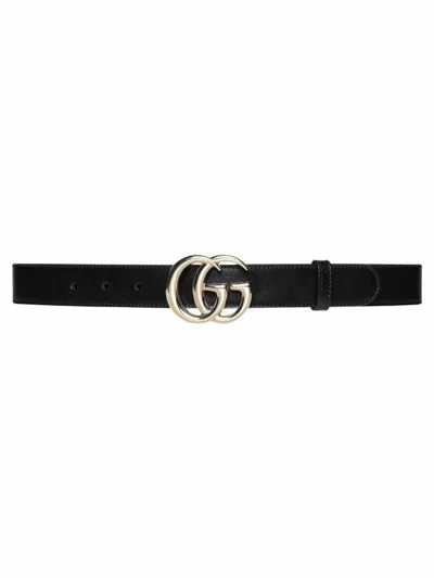 Gucci Thin Belt "gg" Marmont In Black