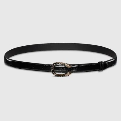 Gucci Thin Belt With Dionysus Buckle In Black