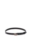 Gucci Thin Belt With `double G` Buckle In Black  