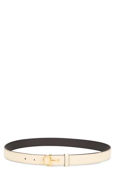 Gucci Thin Belt With Half Buckle Morsetto In Neutral