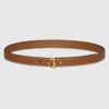 Gucci Thin Belt With Half-horsebit Buckle In Brown