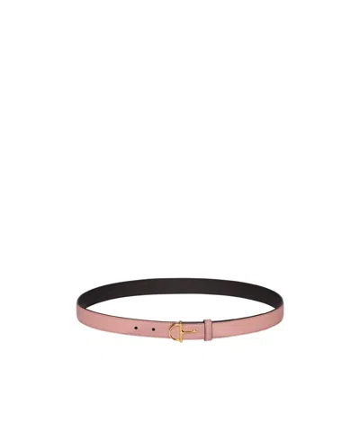 Gucci Thin Belt With Half-horsebit Buckle In Pink