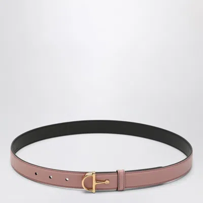 Gucci Thin Belt With Half Horsebit Buckle In Pink
