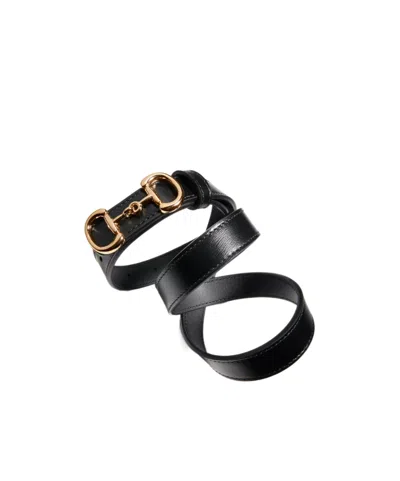 Gucci Thin Belt With Horsebit Buckle In Black