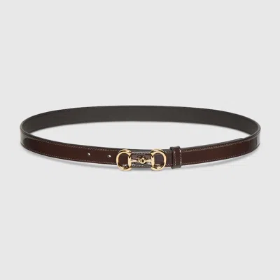 Gucci Thin Belt With Horsebit Buckle In Brown