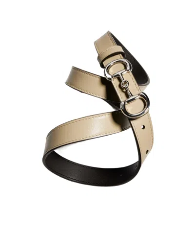 Gucci Thin Belt With Horsebit Buckle In Neutral