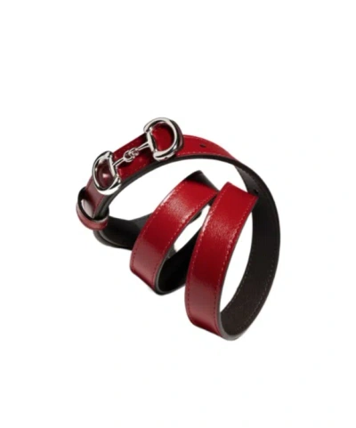 Gucci Thin Belt With Horsebit Buckle In Red