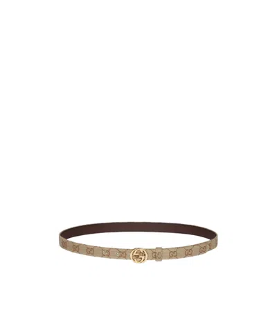 Gucci Thin Belt With Interlocking G Buckle In Brown