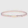 Gucci Thin Belt With Plaque Buckle In Pink
