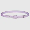Gucci Thin Belt With Round Bamboo Buckle In Purple