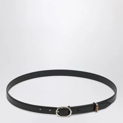 Gucci Thin Black Belt With Oval Buckle